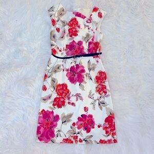 Dress Barn elegant midi dress with carnation floral print. Size 6